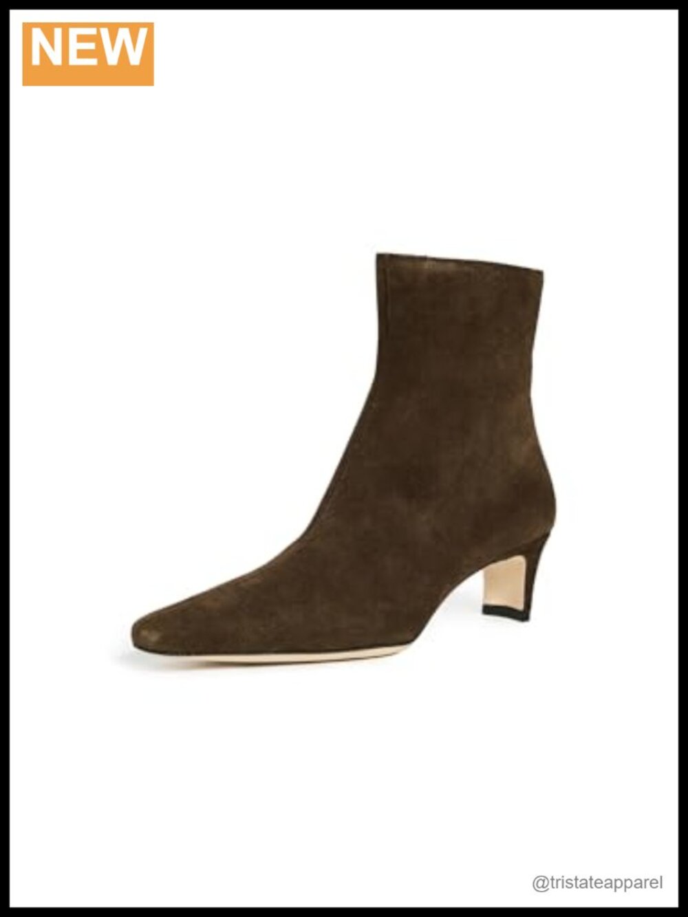 STAUD Wally Ankle Boots Suede Square Toe Bootie
